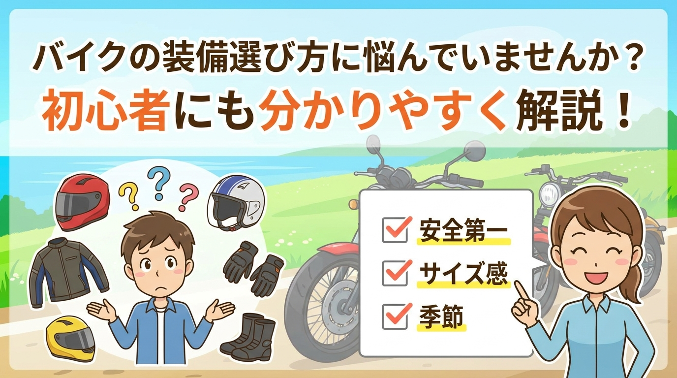 バイクの装備選び方に悩んでいませんか？初心者にも分かりやすく解説！